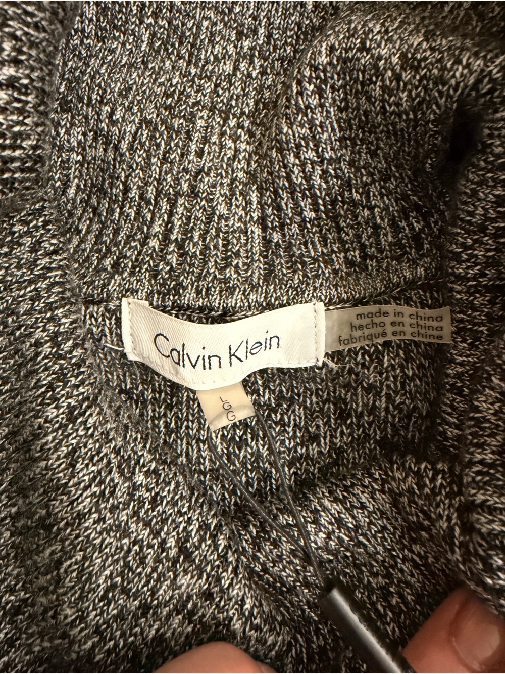 NWT Calvin Klein Cowl Neck Tunic Sweater Black White L Family Photos Holiday - Picture 4 of 9